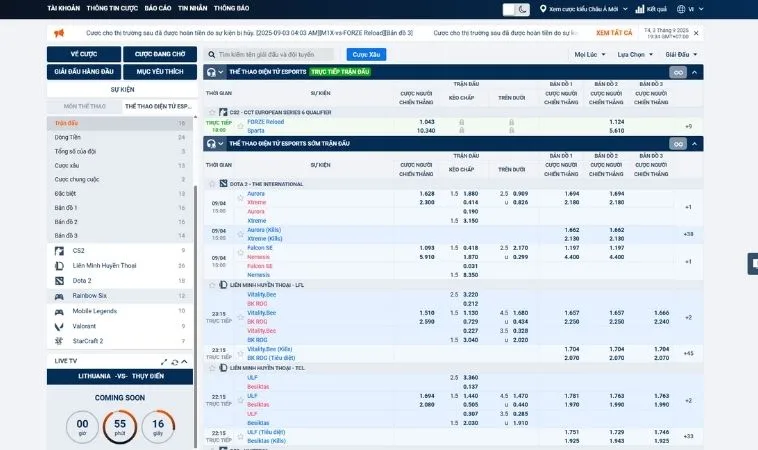 Cá Cược Thể Thao Điện Tử WW88 Chớp Ngay Cơ Hội Thắng Lớn Mỗi Ngày 2 Bảng kèo cá cược Thể Thao Điện Tử WW88