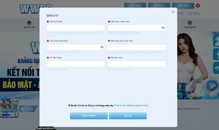 Đăng Ký WW88 Nhận Ngay Thưởng Lớn Chào Mừng Tân Thủ 2025 2 Giao diện đăng ký WW88