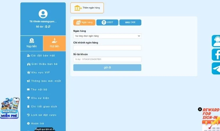 Rút Tiền WW88 Nhanh Chóng An Toàn Chỉ Trong Vài Phút Đồng Hồ 2 Giao diện rút tiền WW88