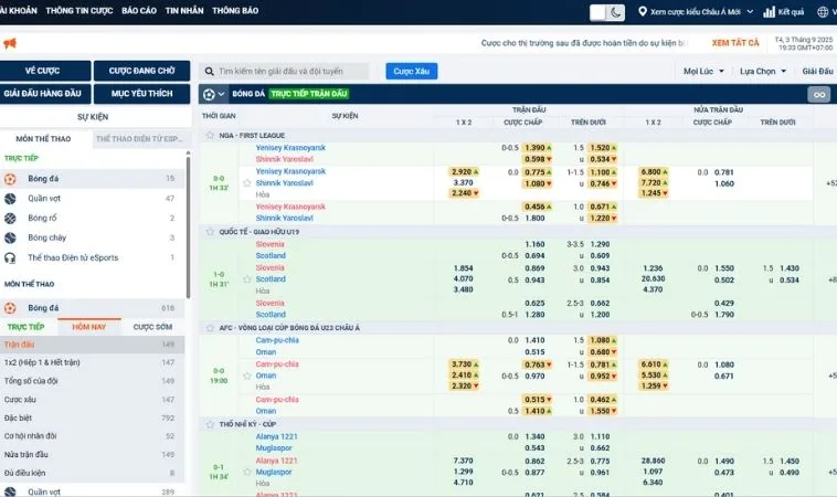 Bắt Kèo Bóng Đá WW88 Chắc Thắng Nắm Bắt Tỷ Lệ Vàng Ngay Hôm Nay 2 Giao diện cá cược kèo bóng đá WW88